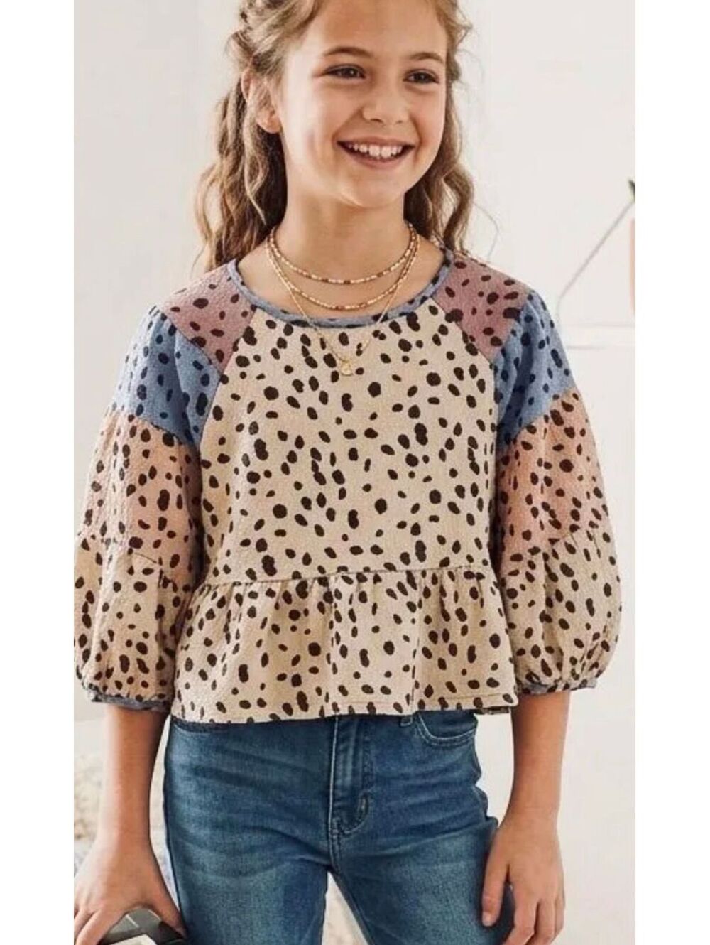 Oddy Kids Animal Print Top No Size Tag 18" PTP